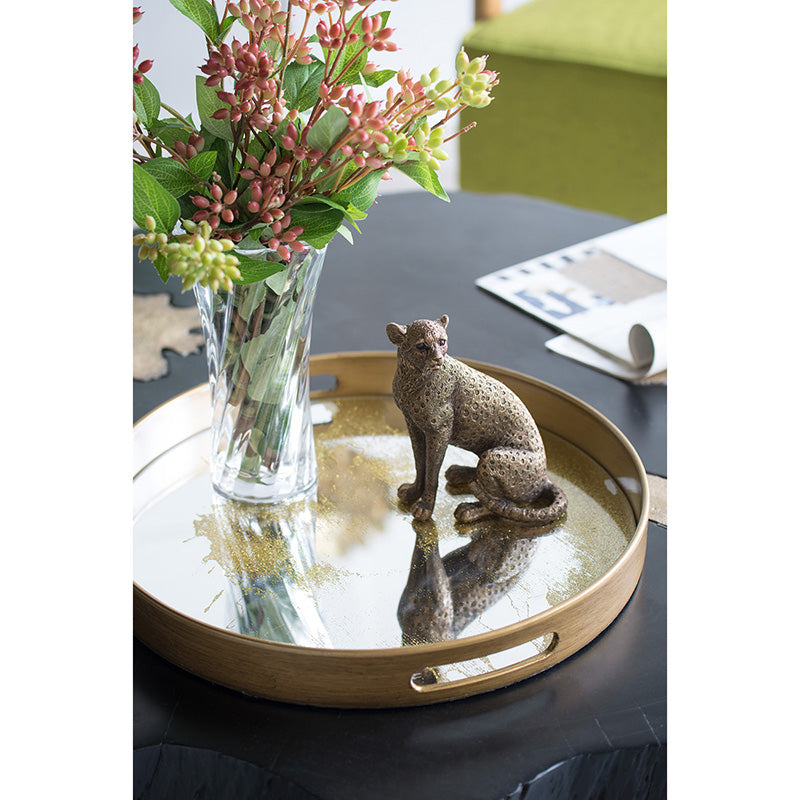 5.1x3.5x6.1" Copper Panther, Animal Statue Decor