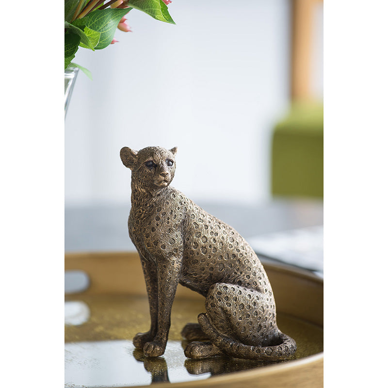 5.1x3.5x6.1" Copper Panther, Animal Statue Decor