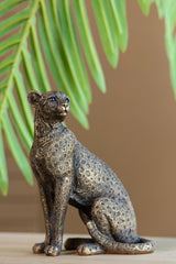 5.1x3.5x6.1" Copper Panther, Animal Statue Decor