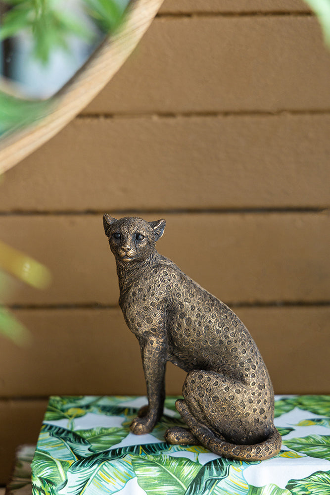 5.1x3.5x6.1" Copper Panther, Animal Statue Decor