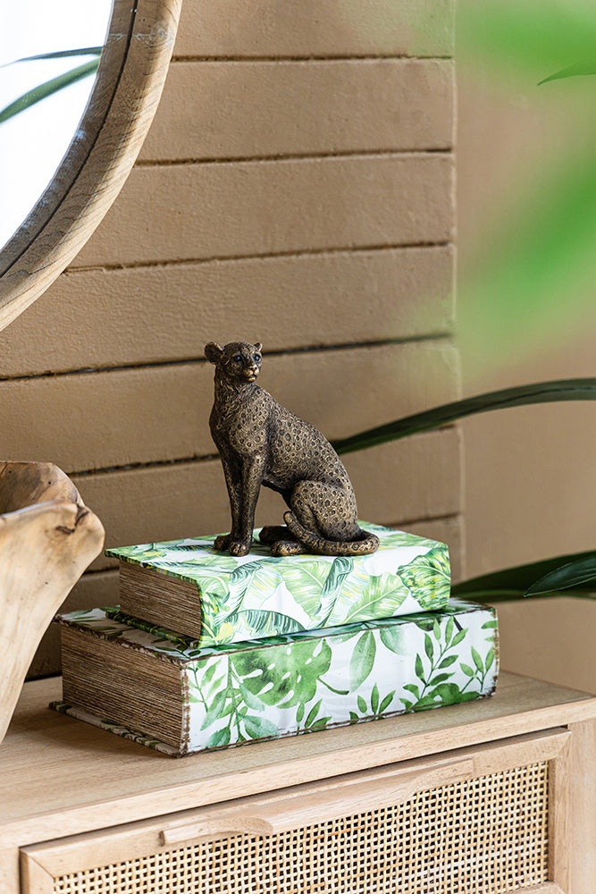 5.1x3.5x6.1" Copper Panther, Animal Statue Decor