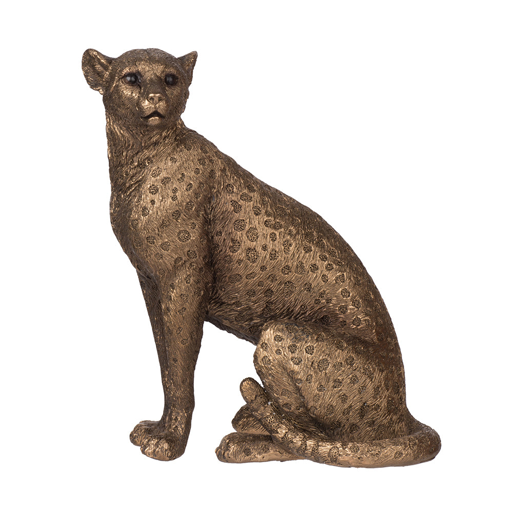 5.1x3.5x6.1" Copper Panther, Animal Statue Decor