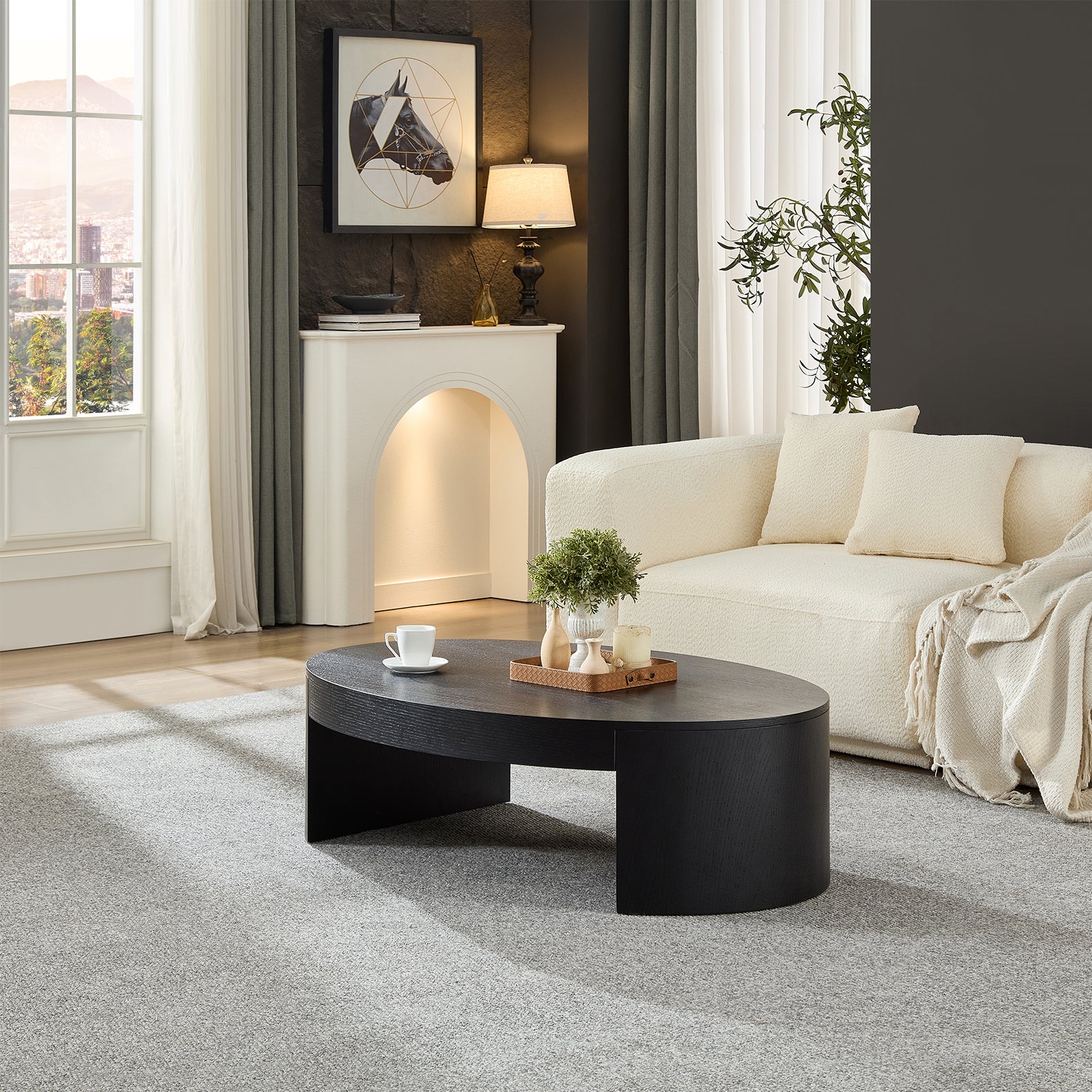 Modern Luxury Oval Coffee Table Center Table for Living Room