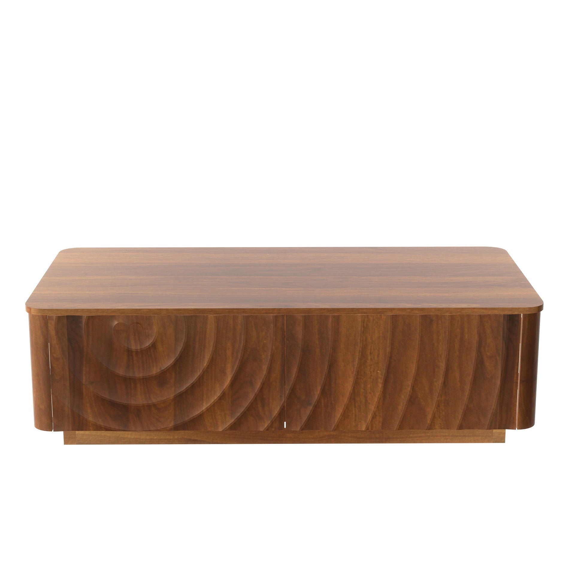 47'' Rectangle Coffee Table With Storage Mid Century Farmhouse Square Spiral Grain Coffee Tables Walnut For Living Room Coffee Table With 2 Drawers (Brown)