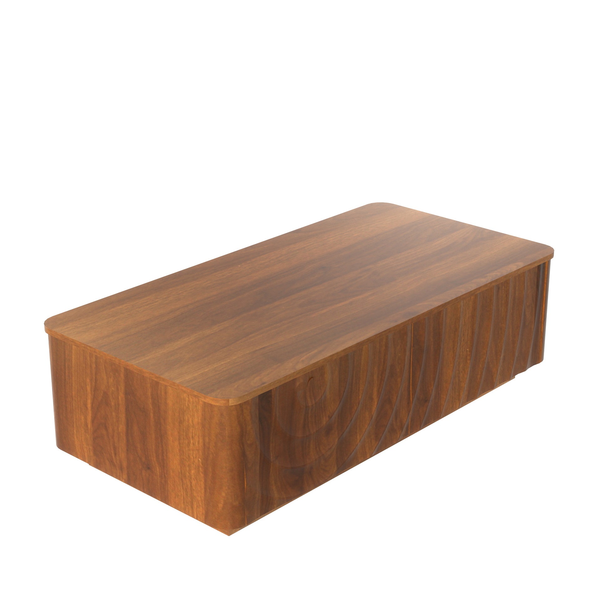 47'' Rectangle Coffee Table With Storage Mid Century Farmhouse Square Spiral Grain Coffee Tables Walnut For Living Room Coffee Table With 2 Drawers (Brown)