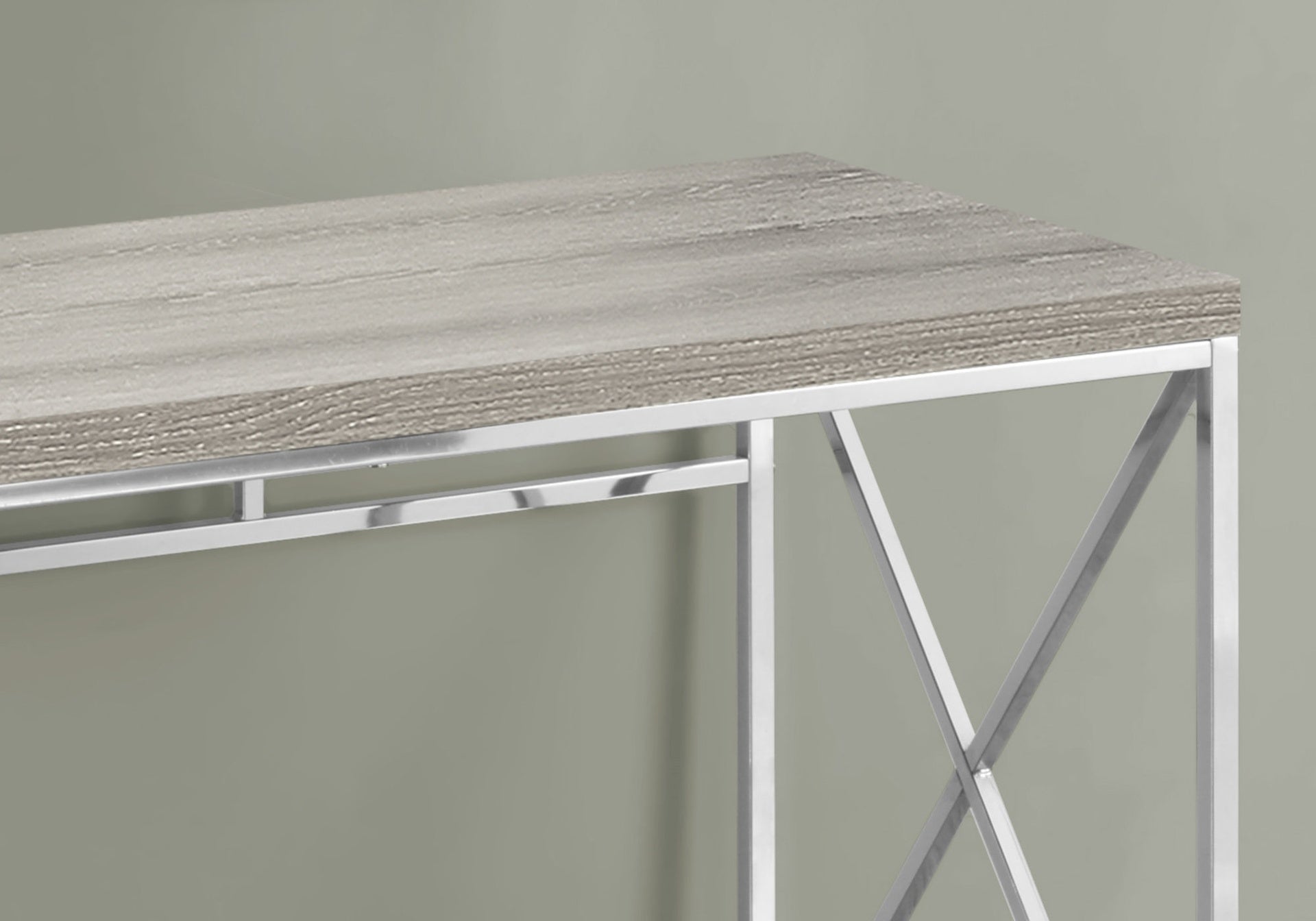 Computer Desk, Home Office, Laptop, Work, Brown Laminate, Chrome Metal, Contemporary, Modern