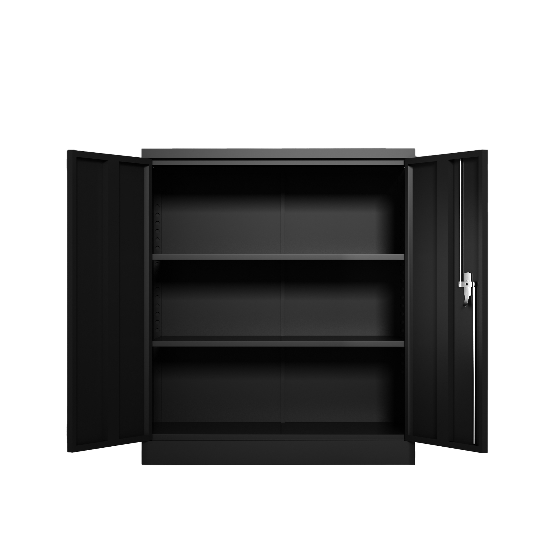 Metal Storage Cabinet with 2 Doors and 2 Shelves, Lockable Steel Storage Cabinet for Office, Garage, Warehouse