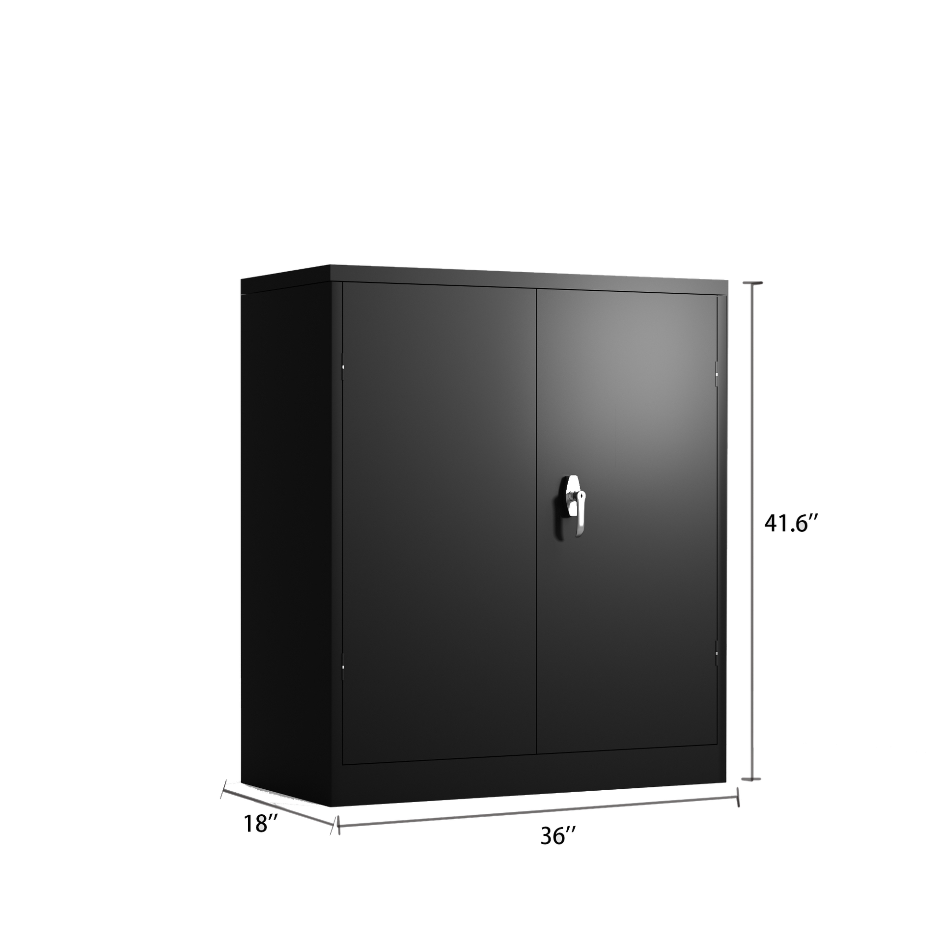 Metal Storage Cabinet with 2 Doors and 2 Shelves, Lockable Steel Storage Cabinet for Office, Garage, Warehouse