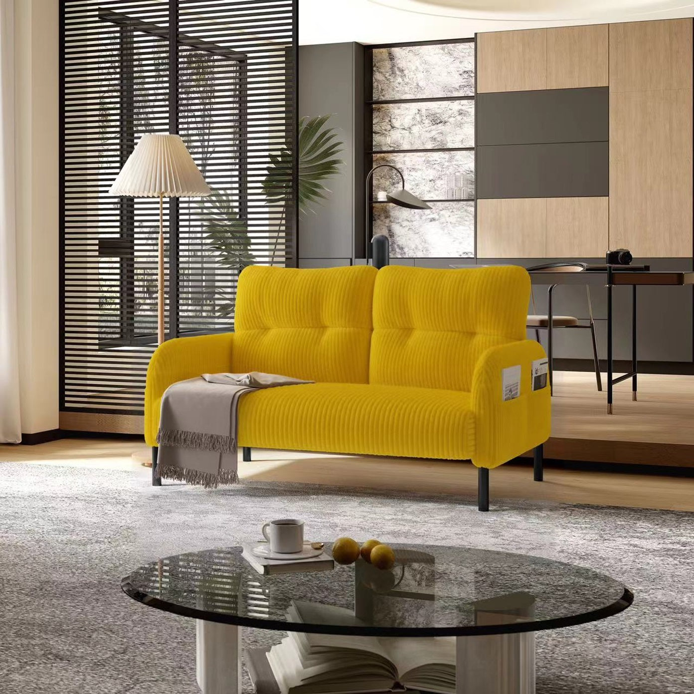 UNITED WE WIN corduroy fabric, comfortable monochrome double sofa, suitable for living rooms and bedrooms