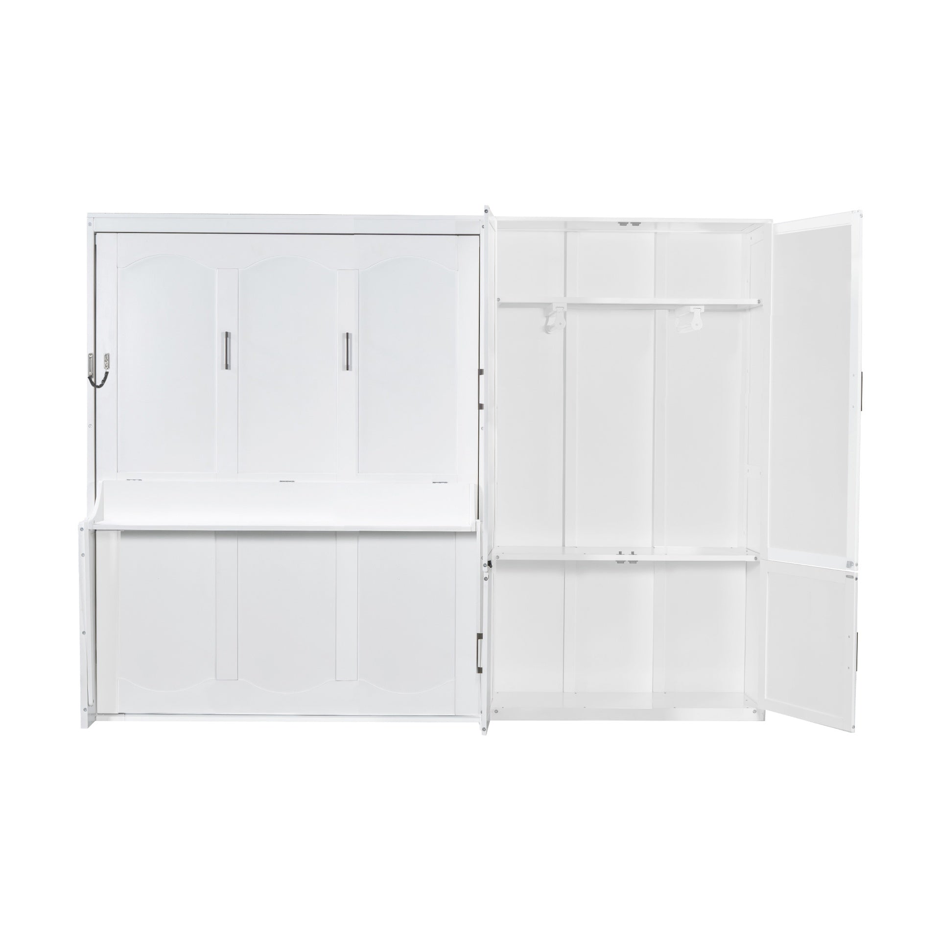 Queen Size Murphy Bed Wall Bed with Closet,White(OLD SKU:LP000581AAK)
