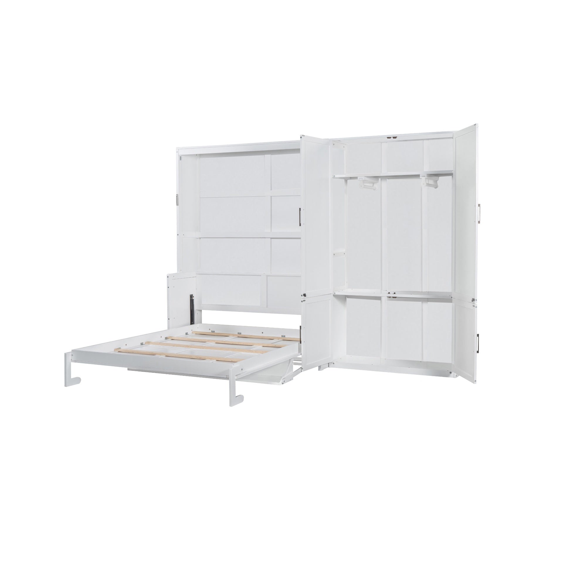 Queen Size Murphy Bed Wall Bed with Closet,White(OLD SKU:LP000581AAK)