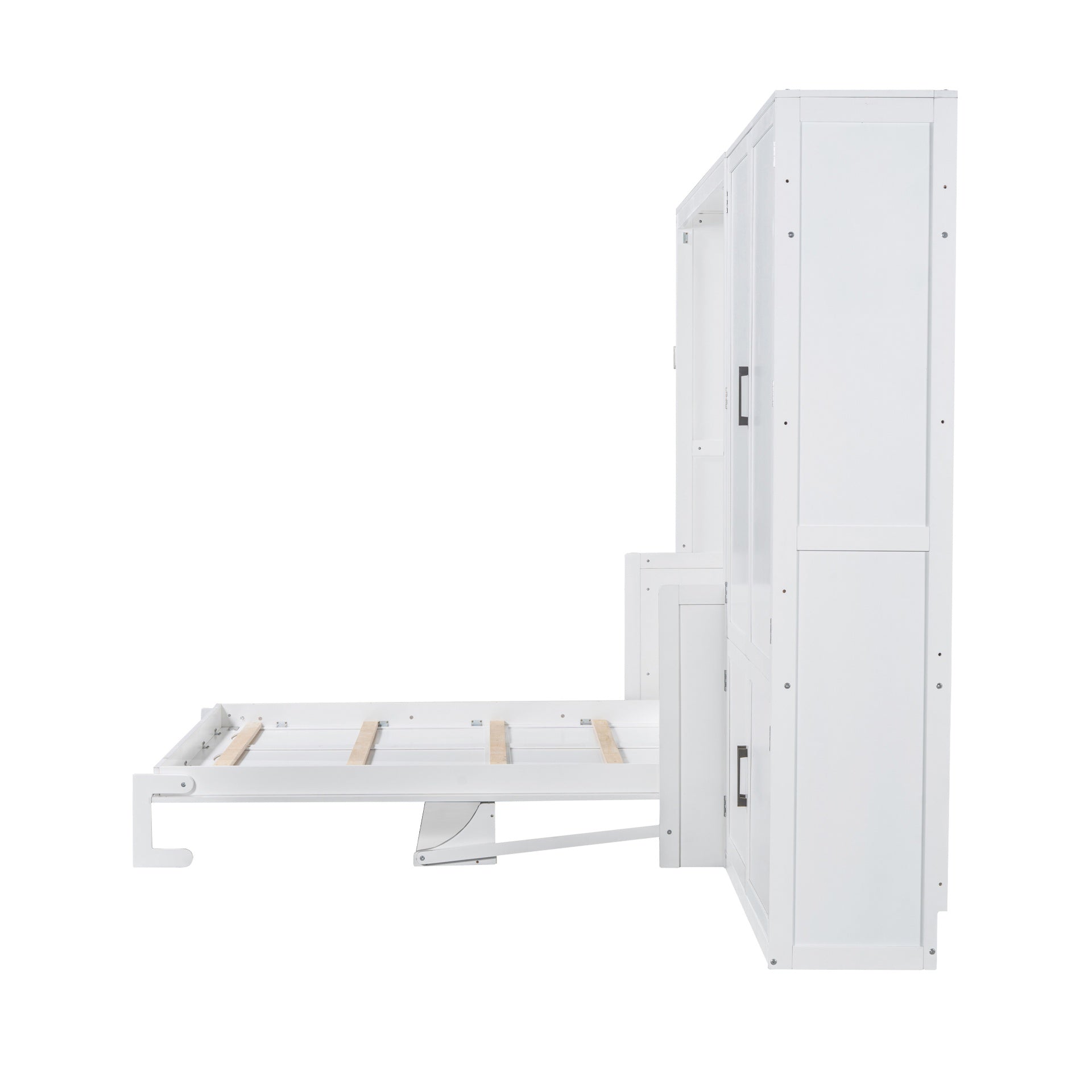 Queen Size Murphy Bed Wall Bed with Closet,White(OLD SKU:LP000581AAK)