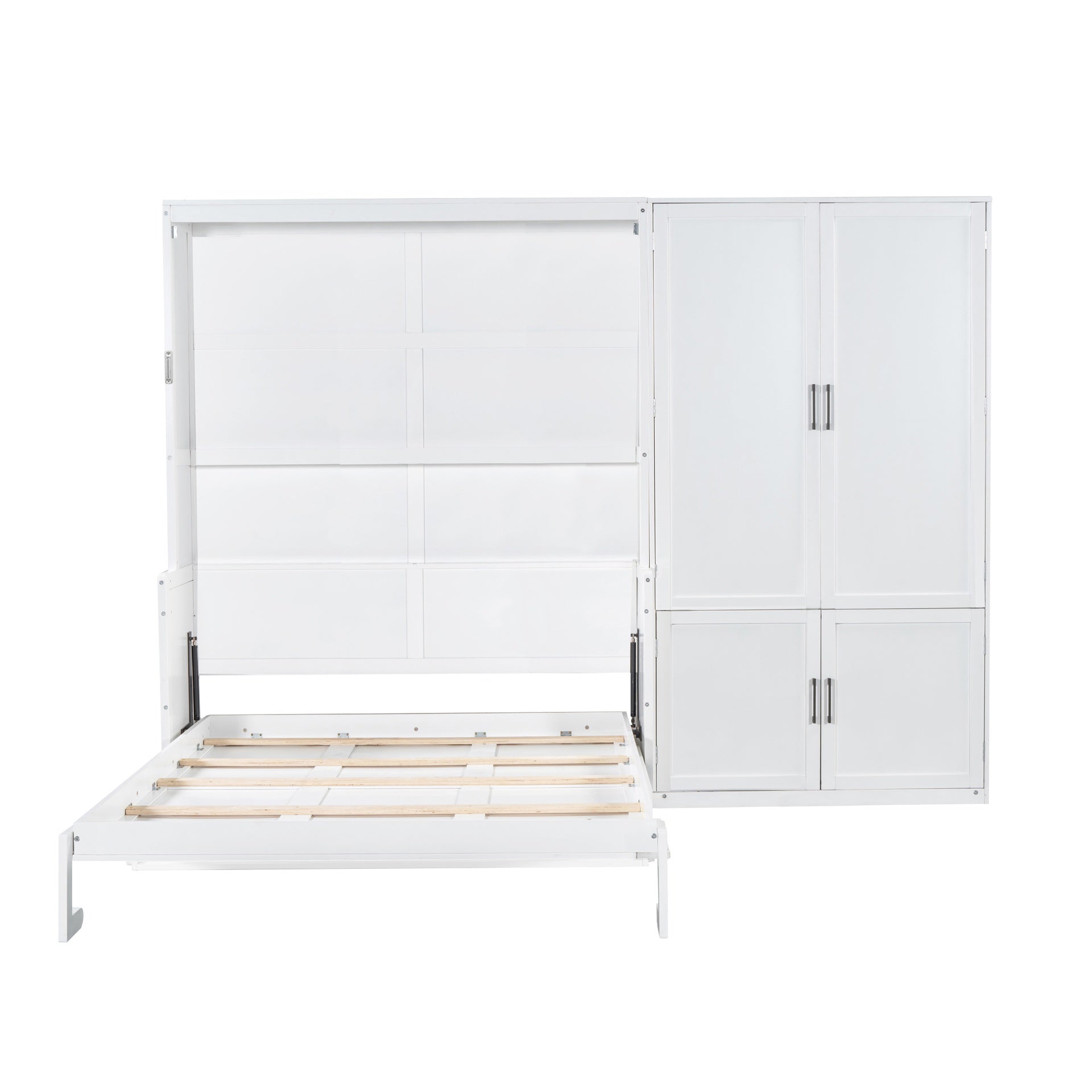 Queen Size Murphy Bed Wall Bed with Closet,White(OLD SKU:LP000581AAK)