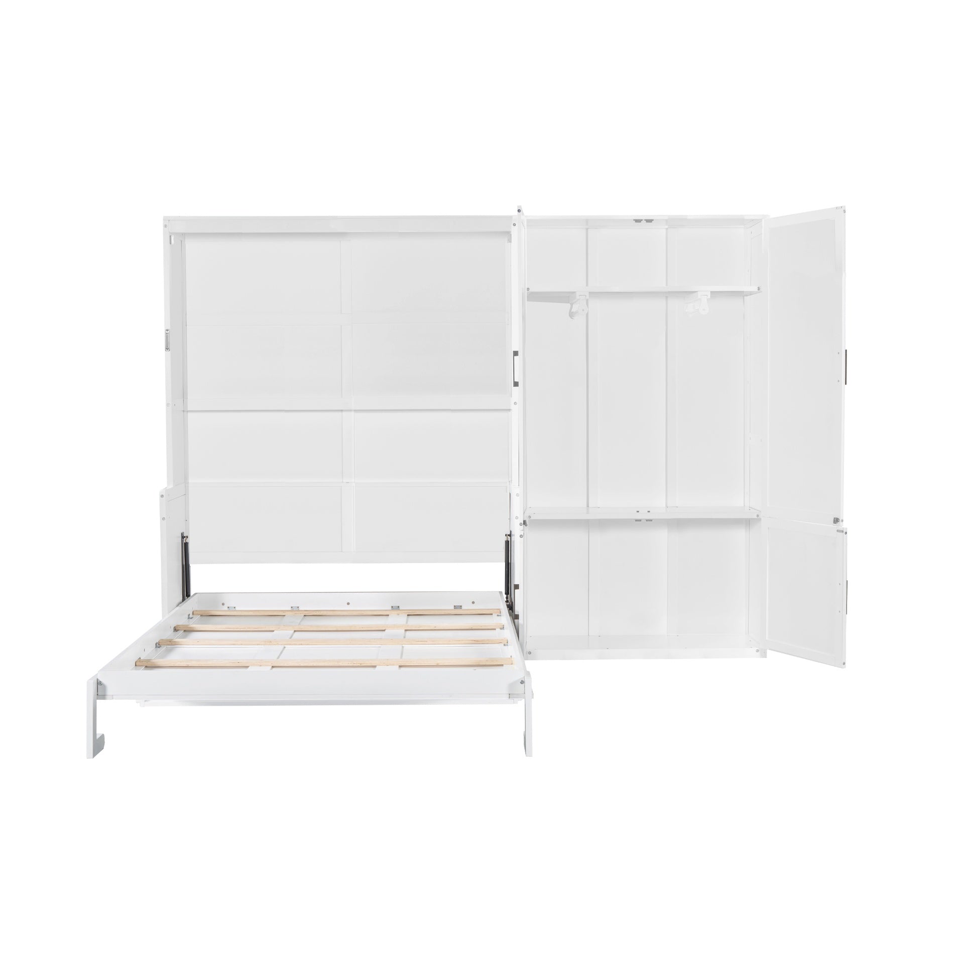 Queen Size Murphy Bed Wall Bed with Closet,White(OLD SKU:LP000581AAK)