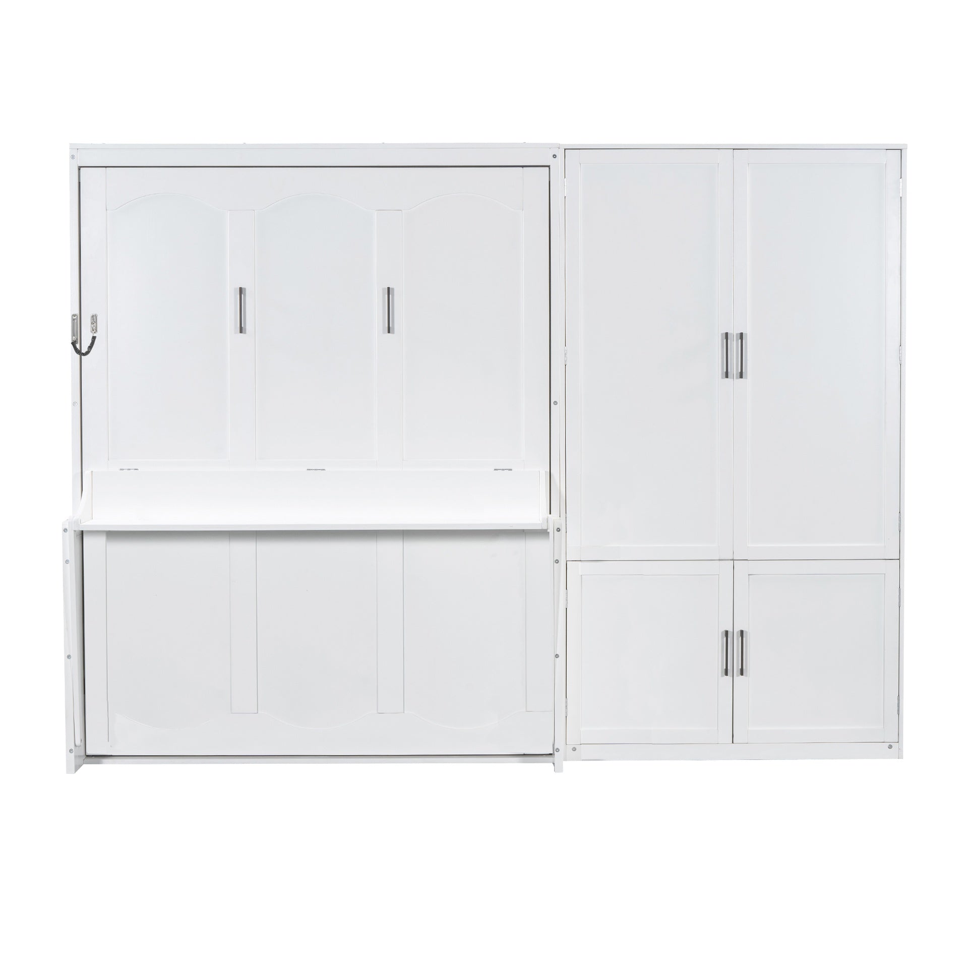 Queen Size Murphy Bed Wall Bed with Closet,White(OLD SKU:LP000581AAK)