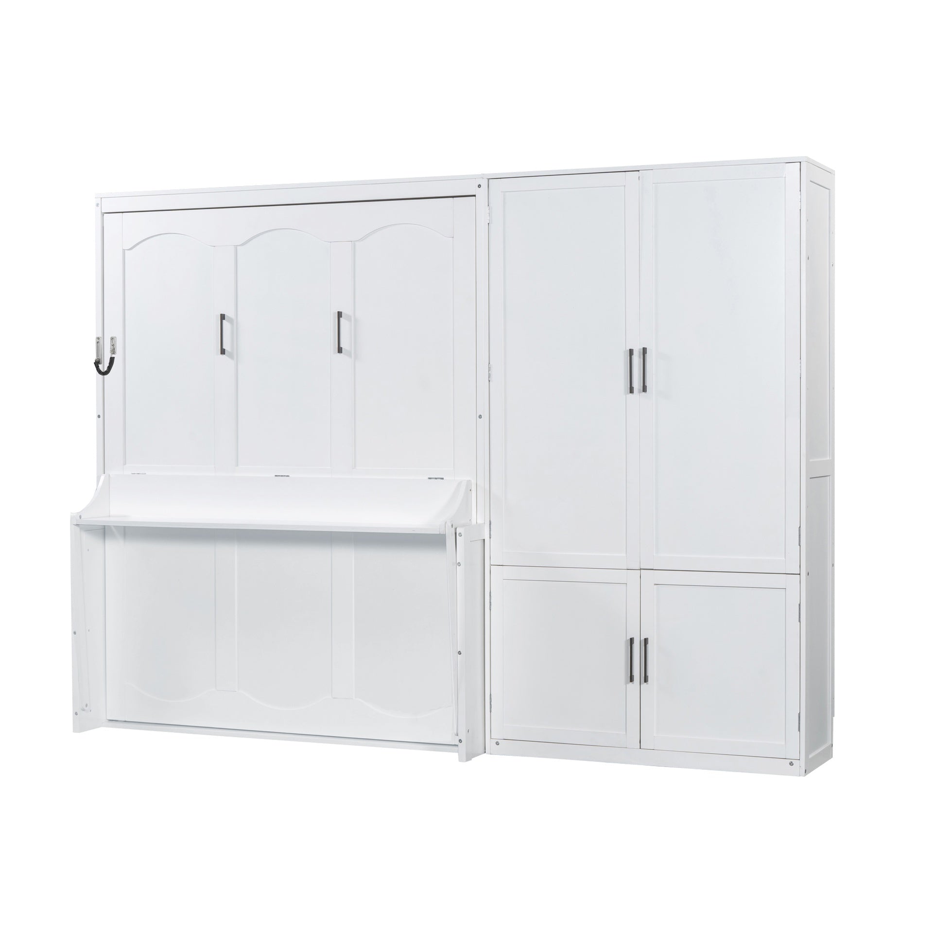 Queen Size Murphy Bed Wall Bed with Closet,White(OLD SKU:LP000581AAK)
