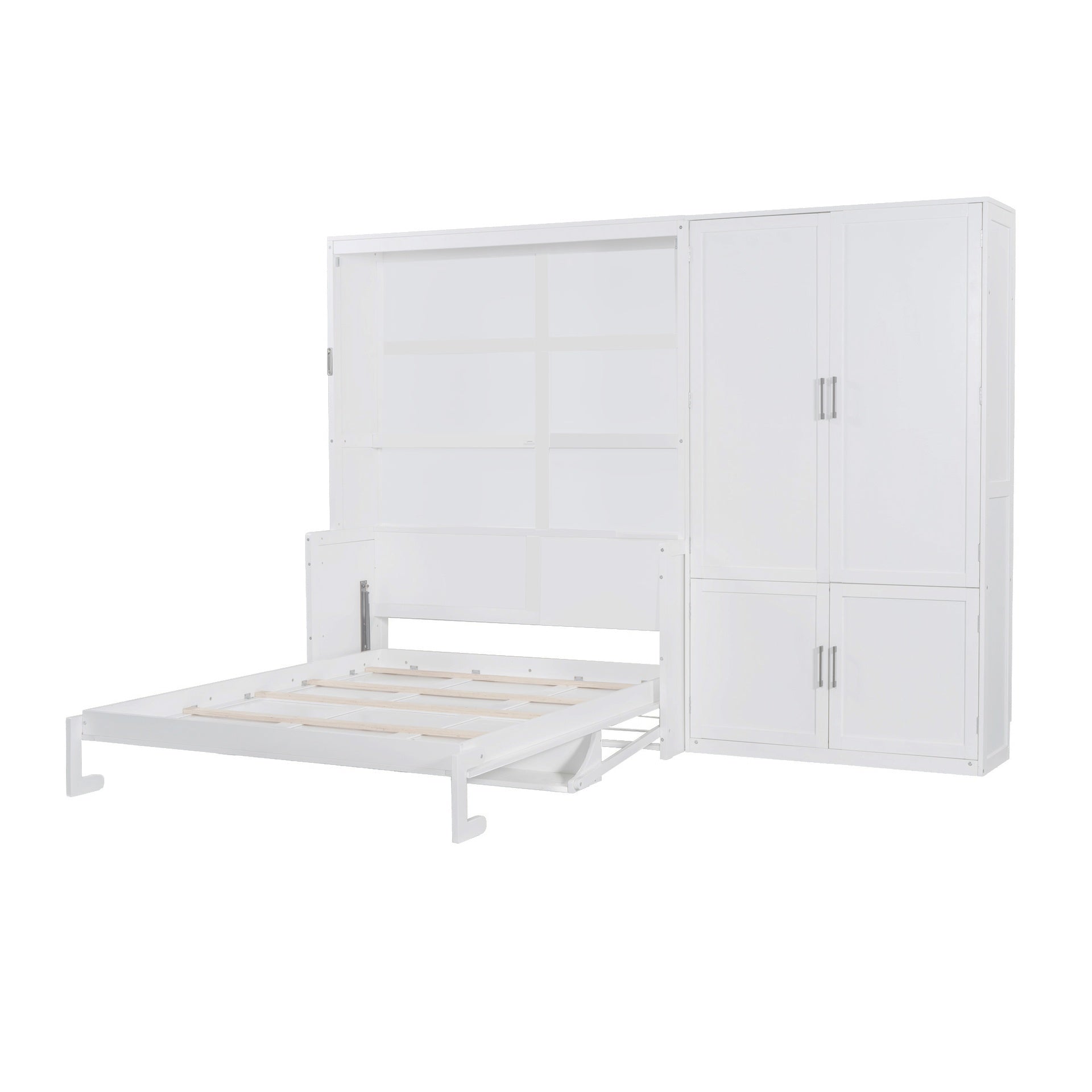 Queen Size Murphy Bed Wall Bed with Closet,White(OLD SKU:LP000581AAK)
