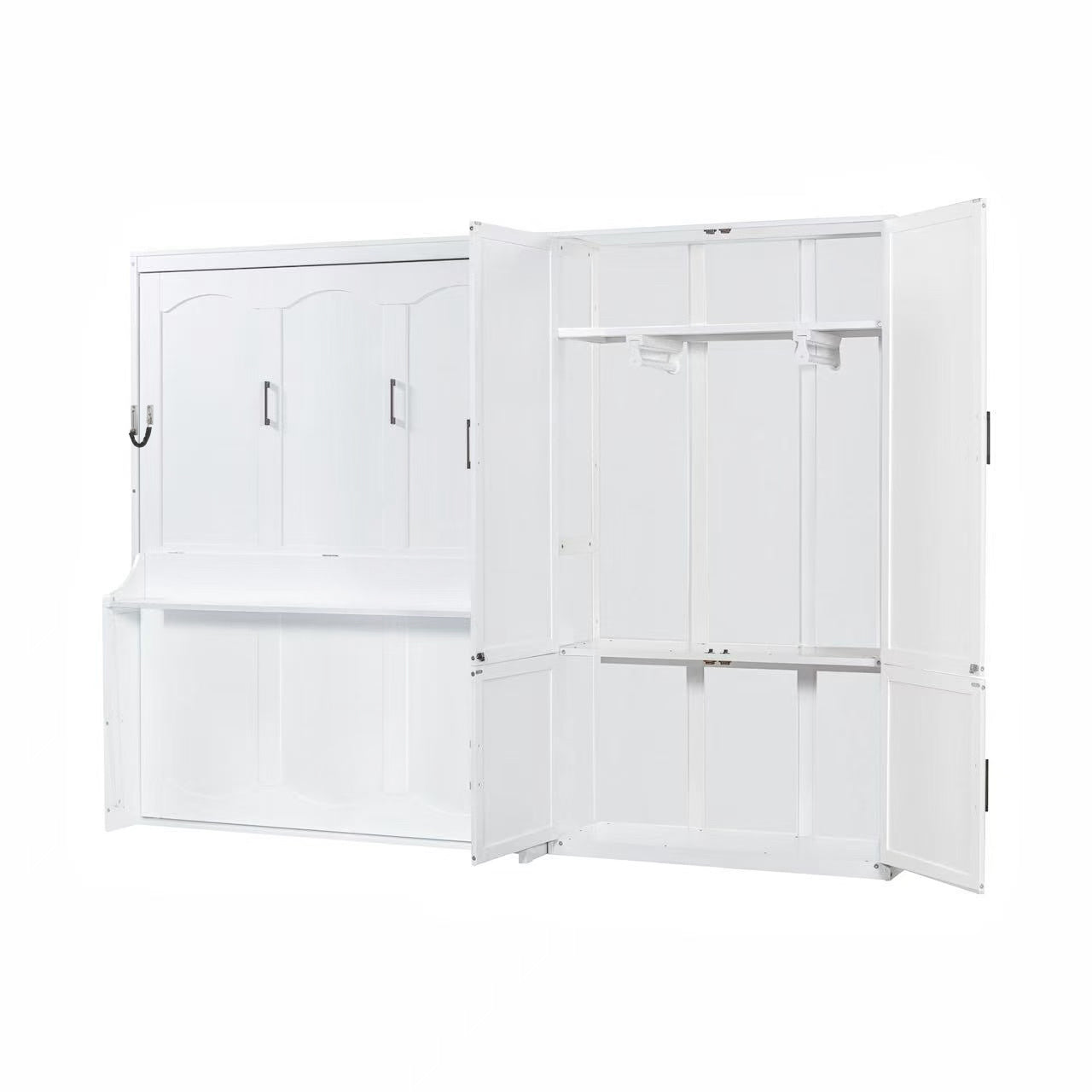 Queen Size Murphy Bed Wall Bed with Closet,White(OLD SKU:LP000581AAK)
