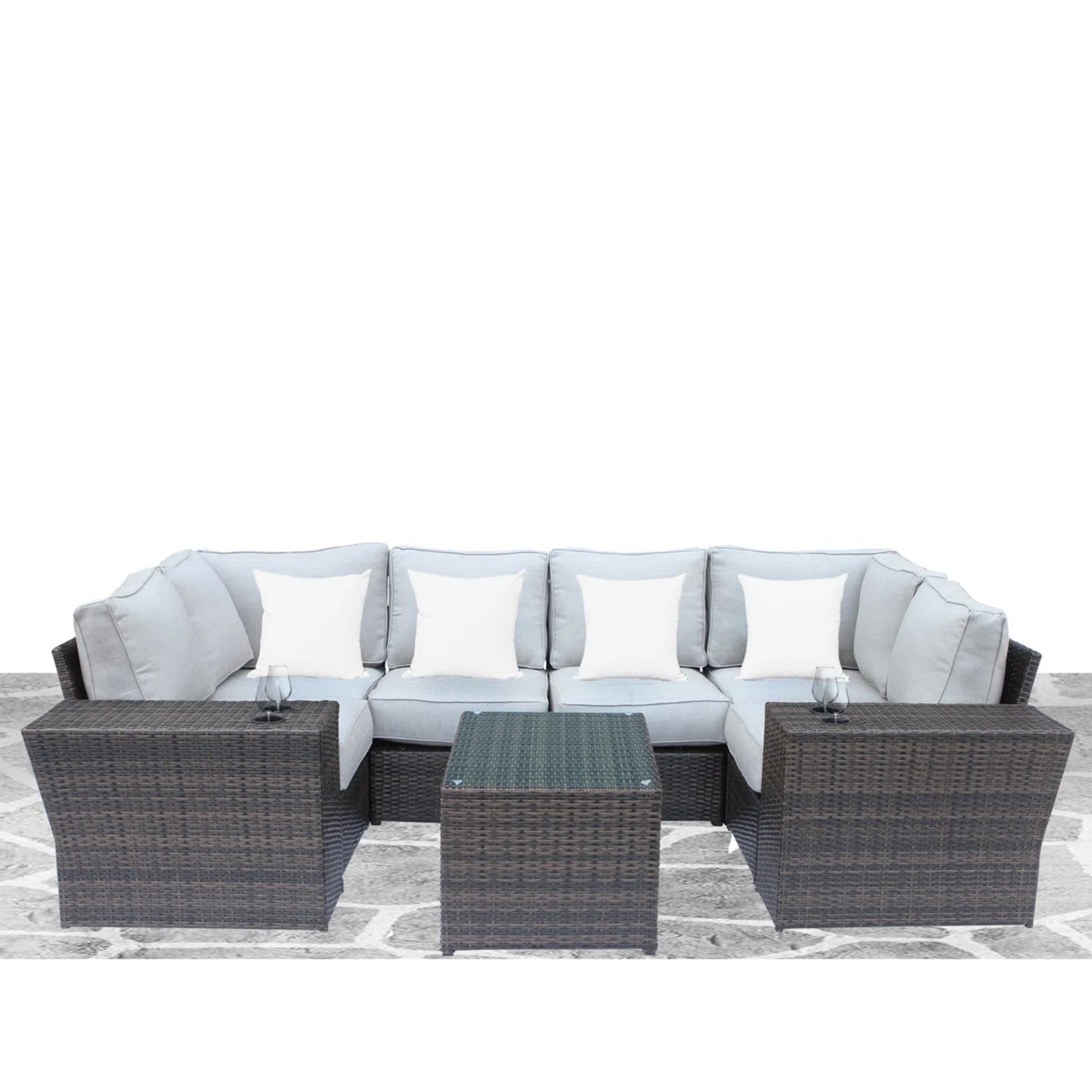 4-Person Assembled Wicker Patio Set with Cushions