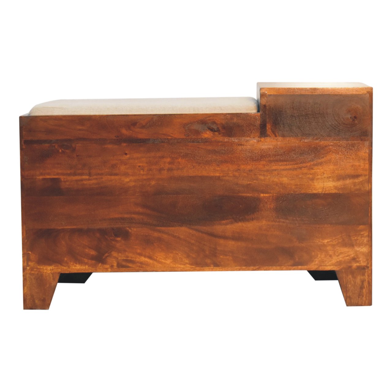 Solid Wood Retreat Chestnut Shoe Bench, Upholstered, 1-Drawer, 3-Shelves, Beige and Brown