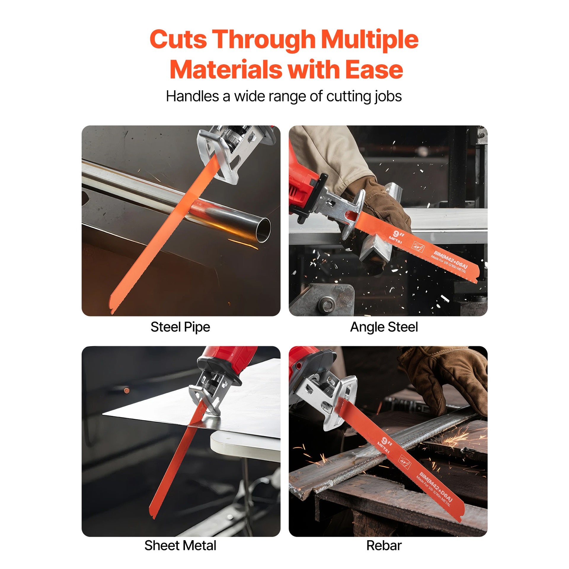 Reciprocating Saw Blades, 25 Pack, 14/18 TPI Bi-Metal Reciprocating Saw Blade Set with Universal Shank, Sharp Teeth for Fast and Smooth Cuts, for Cutting 1/8-5/16 inch Medium Metals, Orange