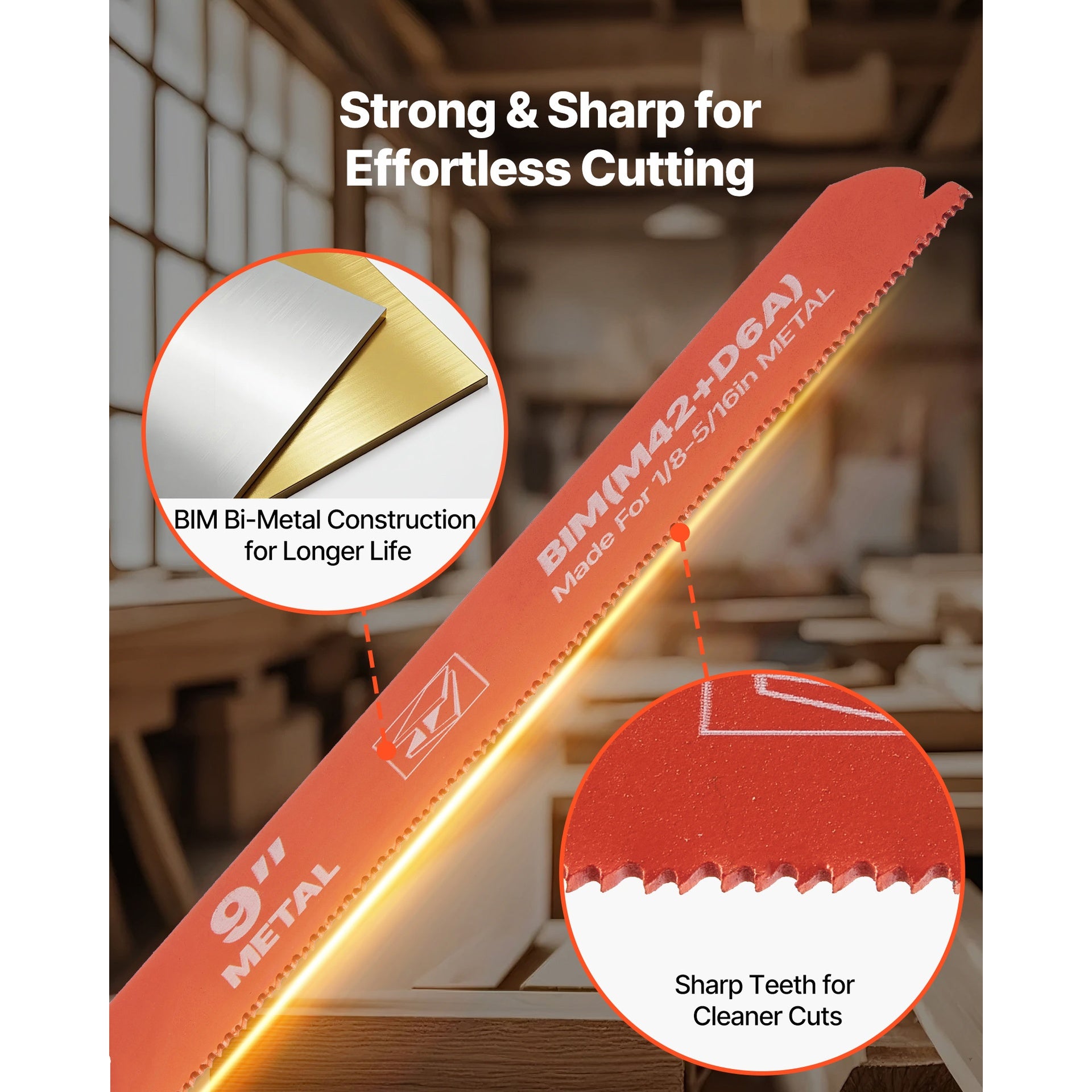 Reciprocating Saw Blades, 25 Pack, 14/18 TPI Bi-Metal Reciprocating Saw Blade Set with Universal Shank, Sharp Teeth for Fast and Smooth Cuts, for Cutting 1/8-5/16 inch Medium Metals, Orange