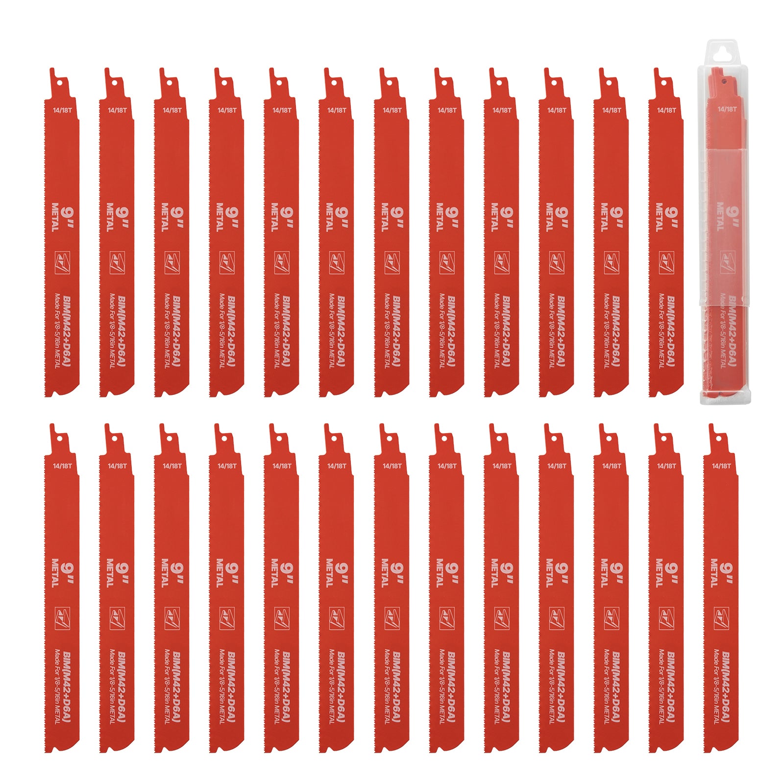 Reciprocating Saw Blades, 25 Pack, 14/18 TPI Bi-Metal Reciprocating Saw Blade Set with Universal Shank, Sharp Teeth for Fast and Smooth Cuts, for Cutting 1/8-5/16 inch Medium Metals, Orange