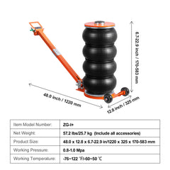 Air Jack 6 Ton/13000 lbs Pneumatic Jack with Heightened Column for Sedan