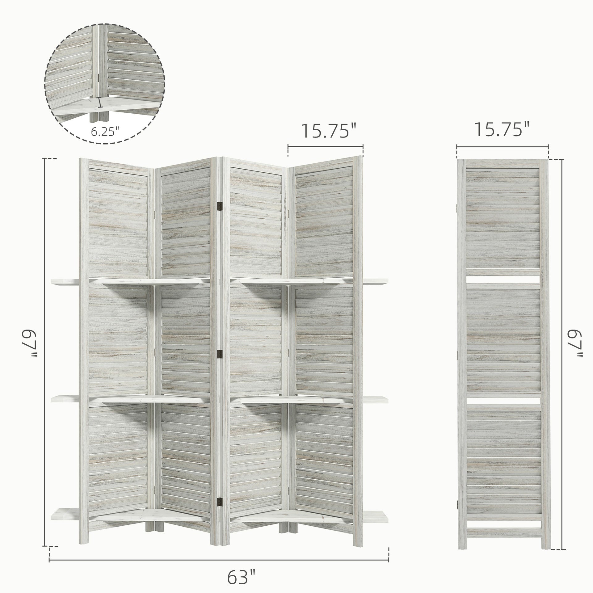 Privacy Screen Room Divider,Tall Wood Privacy Screen Room Divider with Folding Storage