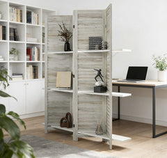 Privacy Screen Room Divider,Tall Wood Privacy Screen Room Divider with Folding Storage
