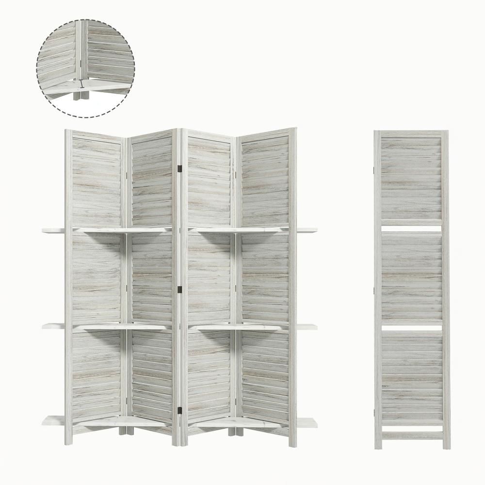 Privacy Screen Room Divider,Tall Wood Privacy Screen Room Divider with Folding Storage