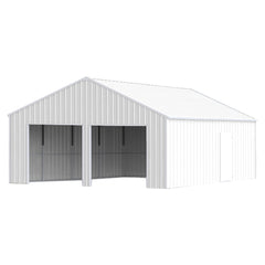 22FT x 23 FT Double Garage Steel Barn Shed – Cream Heavy Duty Metal Garage Storage Shed - The customer must have unloading capabilities, such as a forklift or crane