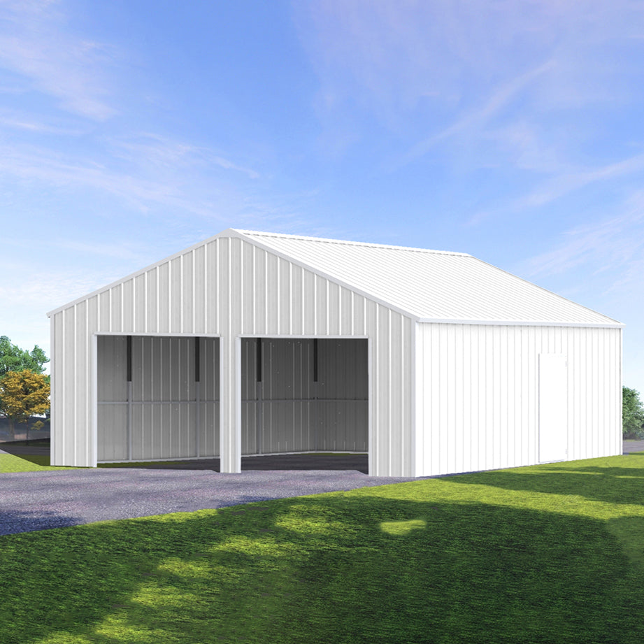 22FT x 23 FT Double Garage Steel Barn Shed – Cream Heavy Duty Metal Garage Storage Shed - The customer must have unloading capabilities, such as a forklift or crane