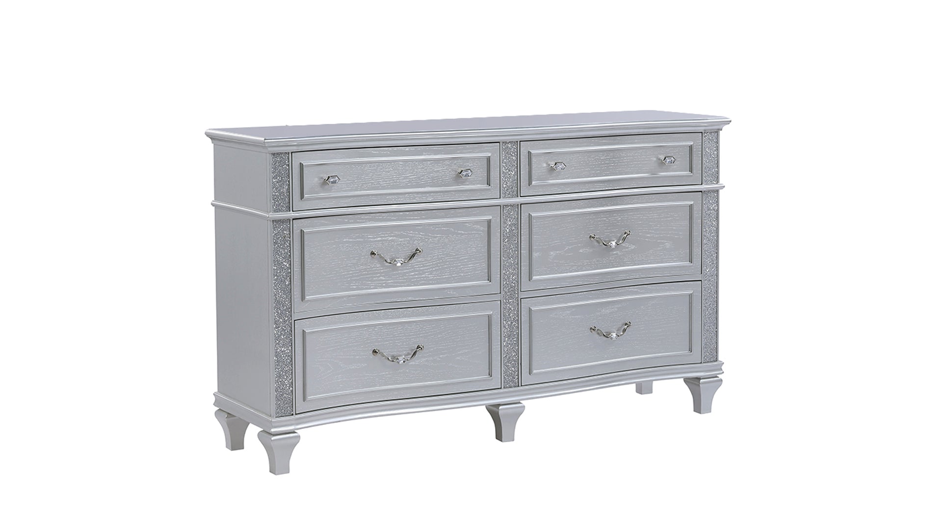 Mystic Contemporary Style Upholstered LED headboard Queen 4PC Bedroom Set made with Wood in Silver(NJ Inventory)