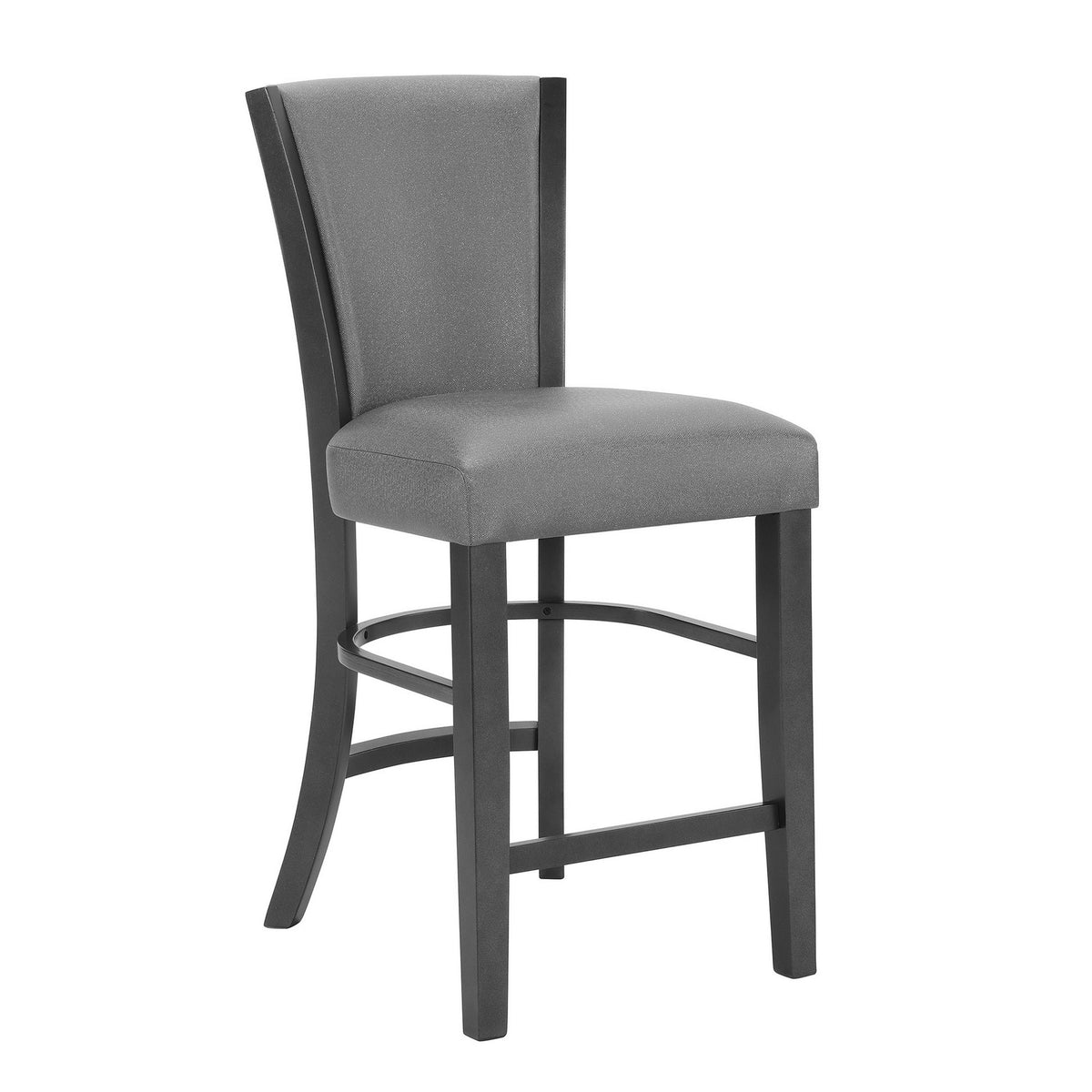 Brandon 24 Inch Counter Height Chair Set of 2, Gray Fabric Upholstery
