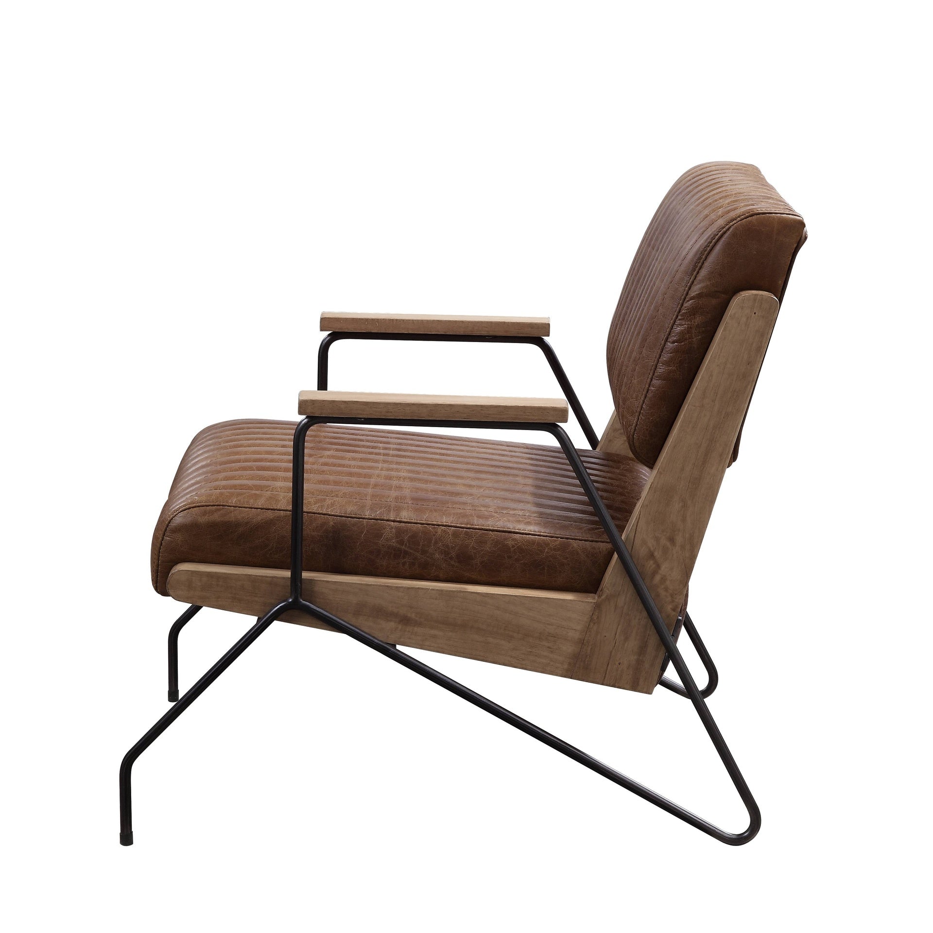 Cocoa and Matt Iron Accent Chair with Metal Leg