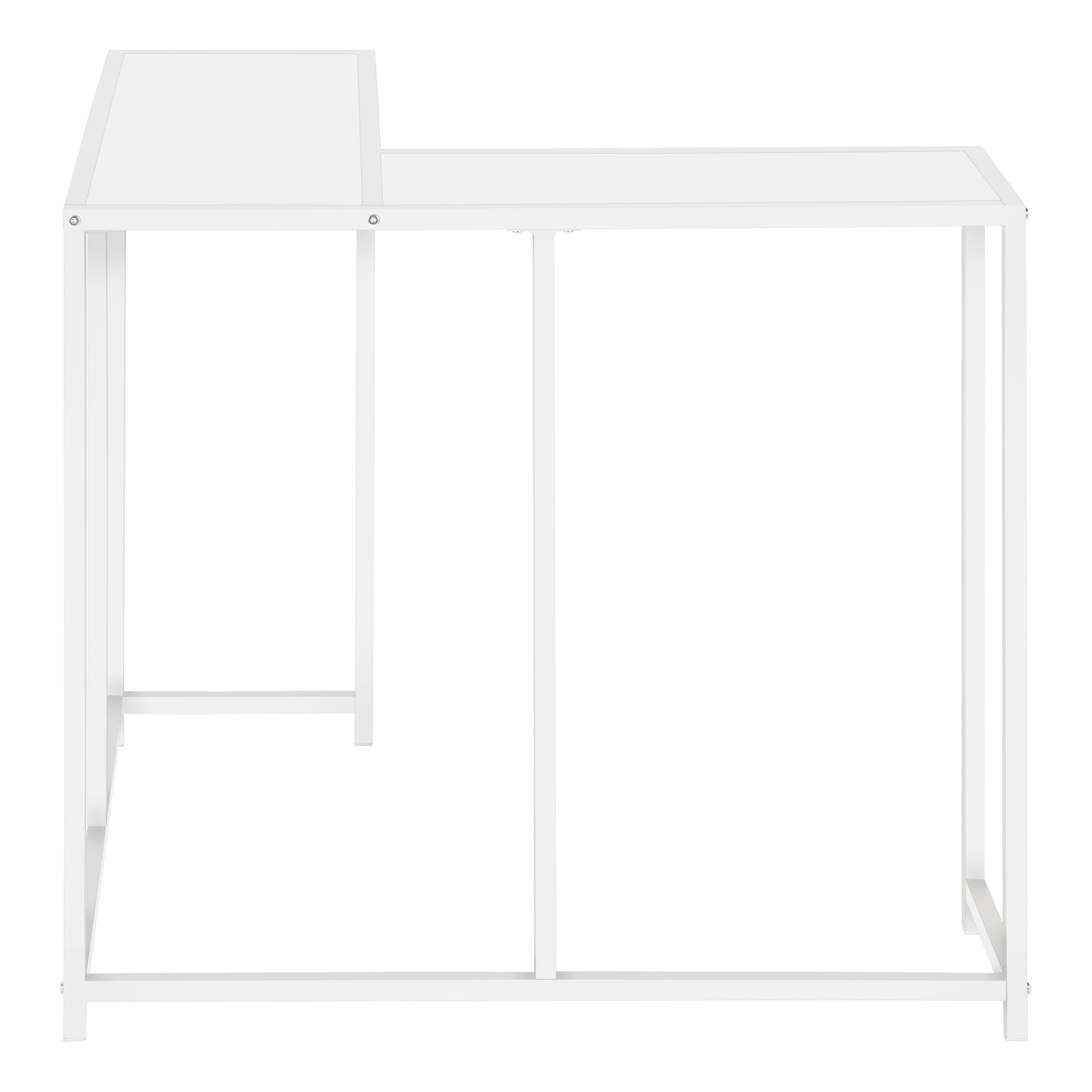 Accent Table, Console, Entryway, Narrow, Corner, Living Room, Bedroom, White Laminate, White Metal, Contemporary, Modern