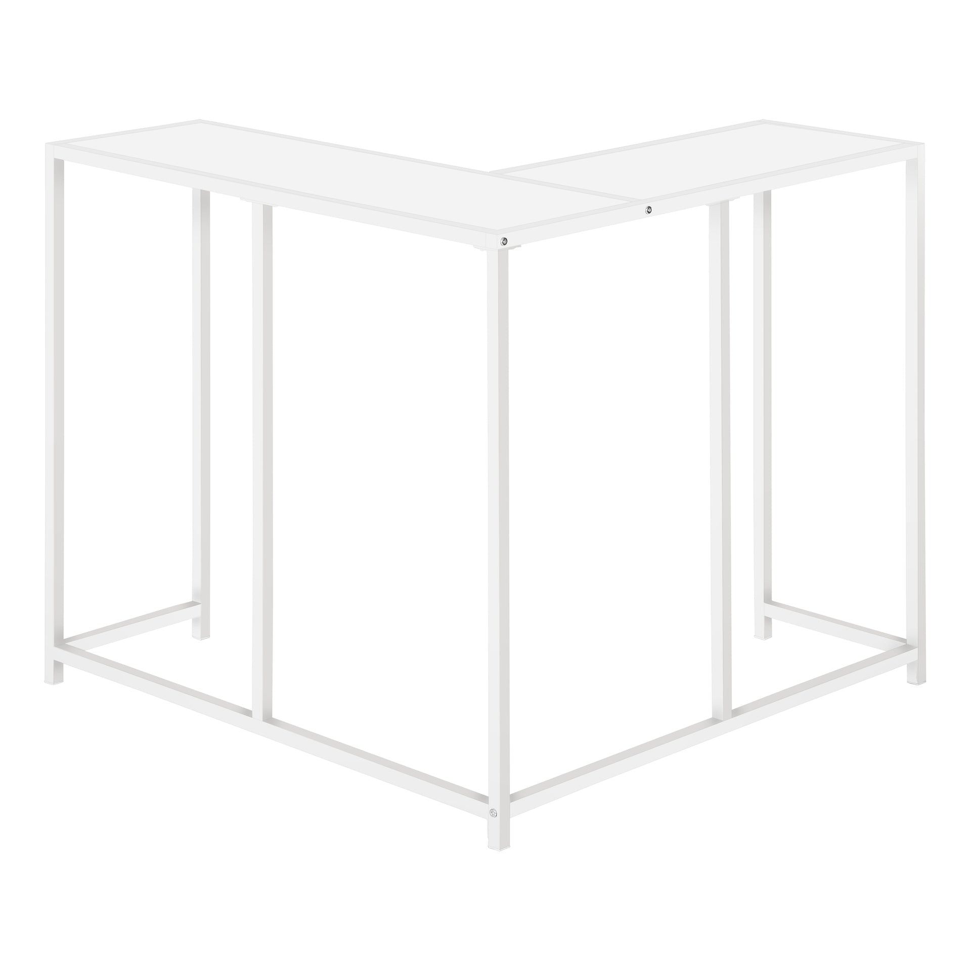 Accent Table, Console, Entryway, Narrow, Corner, Living Room, Bedroom, White Laminate, White Metal, Contemporary, Modern