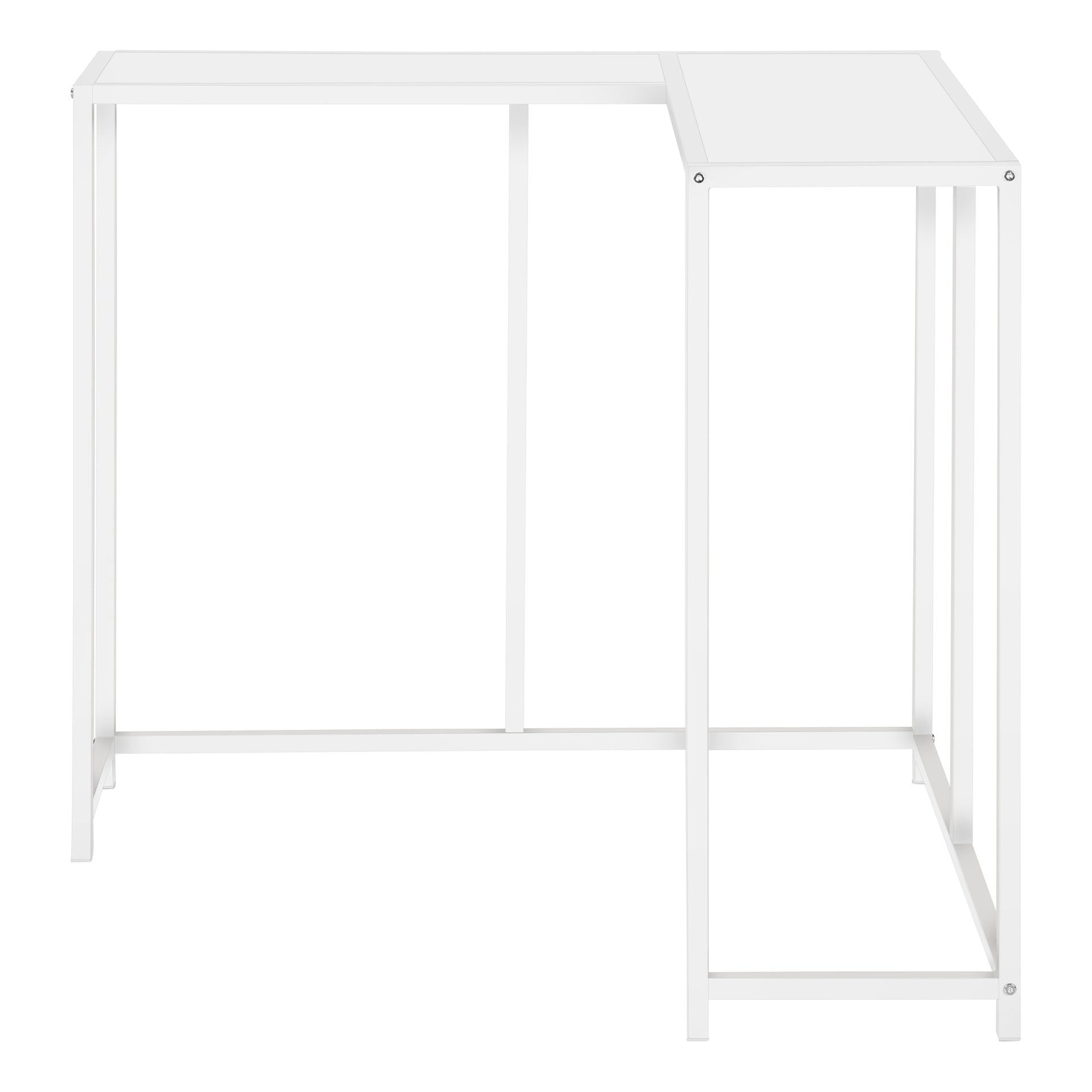 Accent Table, Console, Entryway, Narrow, Corner, Living Room, Bedroom, White Laminate, White Metal, Contemporary, Modern