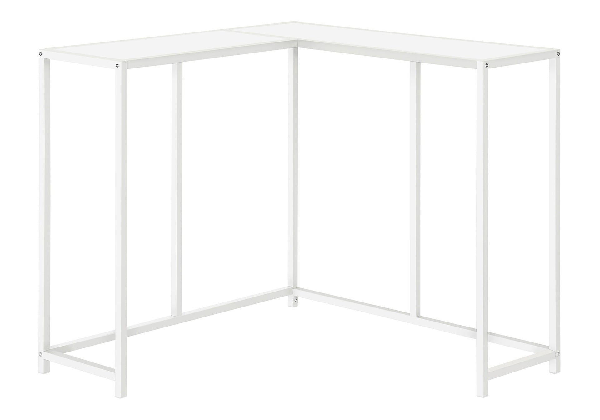 Accent Table, Console, Entryway, Narrow, Corner, Living Room, Bedroom, White Laminate, White Metal, Contemporary, Modern
