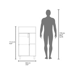 FM FURNITURE Blackwater Cabinet with Open Storage and 1 Door, White