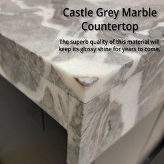 Black and Grey Double Bath Vanity 80 in. W x 22 in. D, Castle Grey Marble Top and 30 in. Mirrors