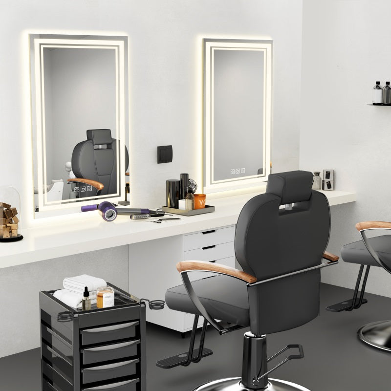 LED Bathroom Mirror 40" x 32" Front and Backlight, 5 Mins Defog, 5MM Full HD Reflected Wall Mounted Vanity Mirror, 3 Colors Stepless Dimmable, CRI90+, Memory Function (Plug-in/Hardwire)