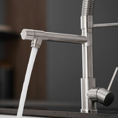 Commercial Kitchen Faucet with Pull Down Sprayer, Stainless Steel Single Handle Single Lever Kitchen Sink Faucet