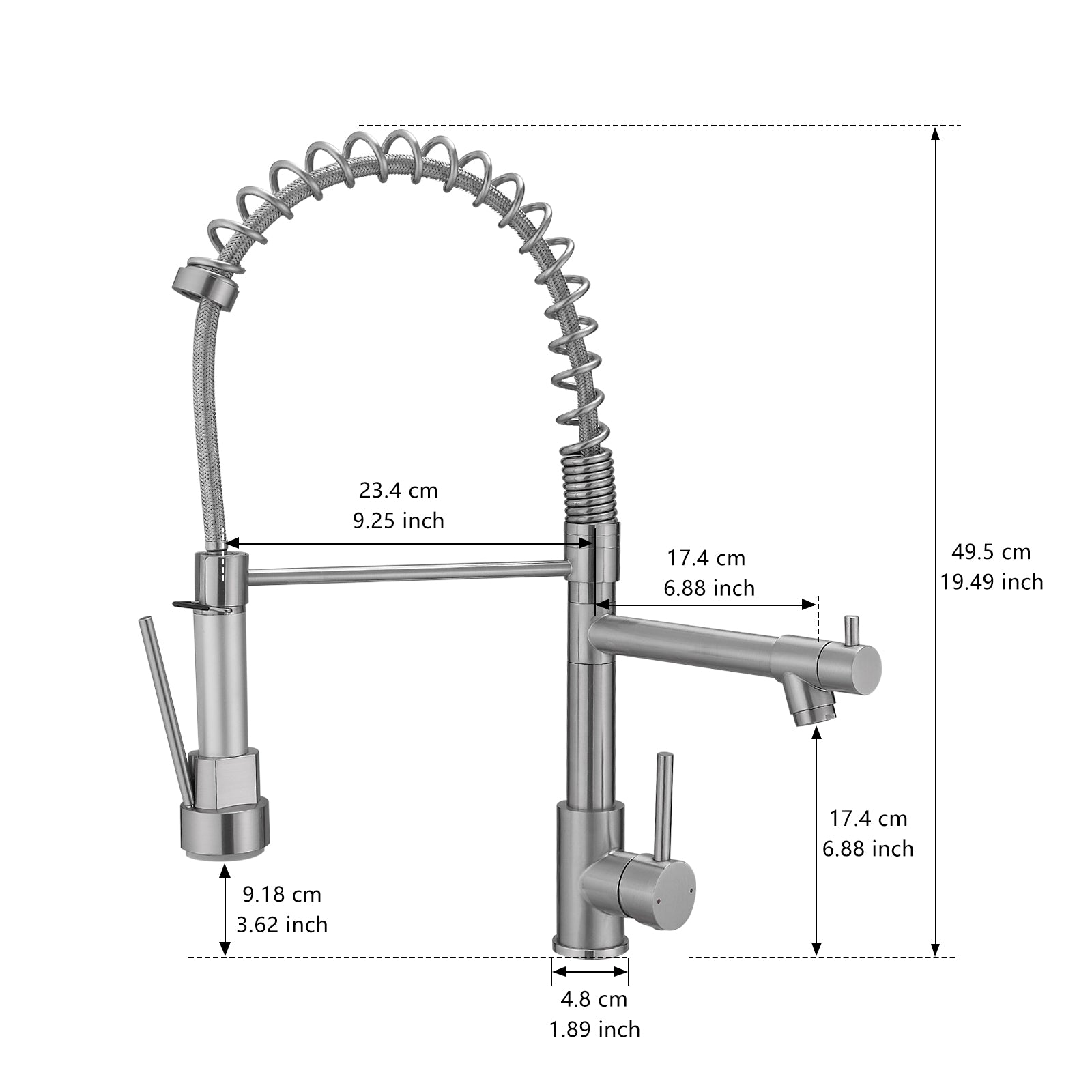 Commercial Kitchen Faucet with Pull Down Sprayer, Stainless Steel Single Handle Single Lever Kitchen Sink Faucet