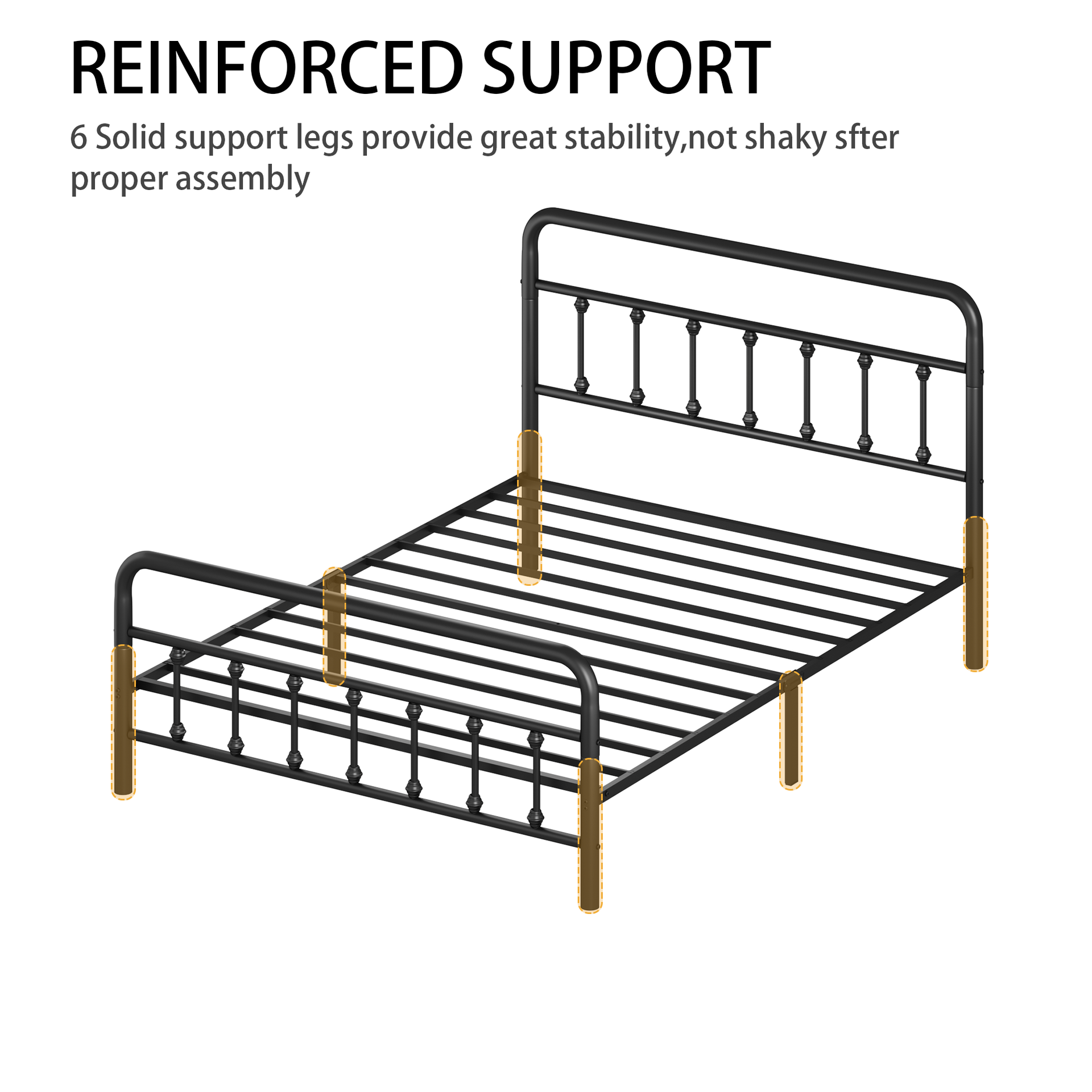 Metal Bed Frame,Full Size Bed Frame with Headboard,Structurally Stable, Under Bed Storage,No Box Spring Needed,Black