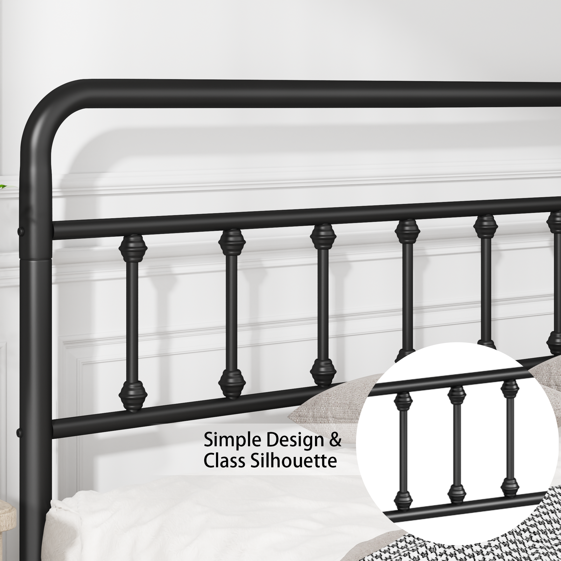 Metal Bed Frame,Full Size Bed Frame with Headboard,Structurally Stable, Under Bed Storage,No Box Spring Needed,Black
