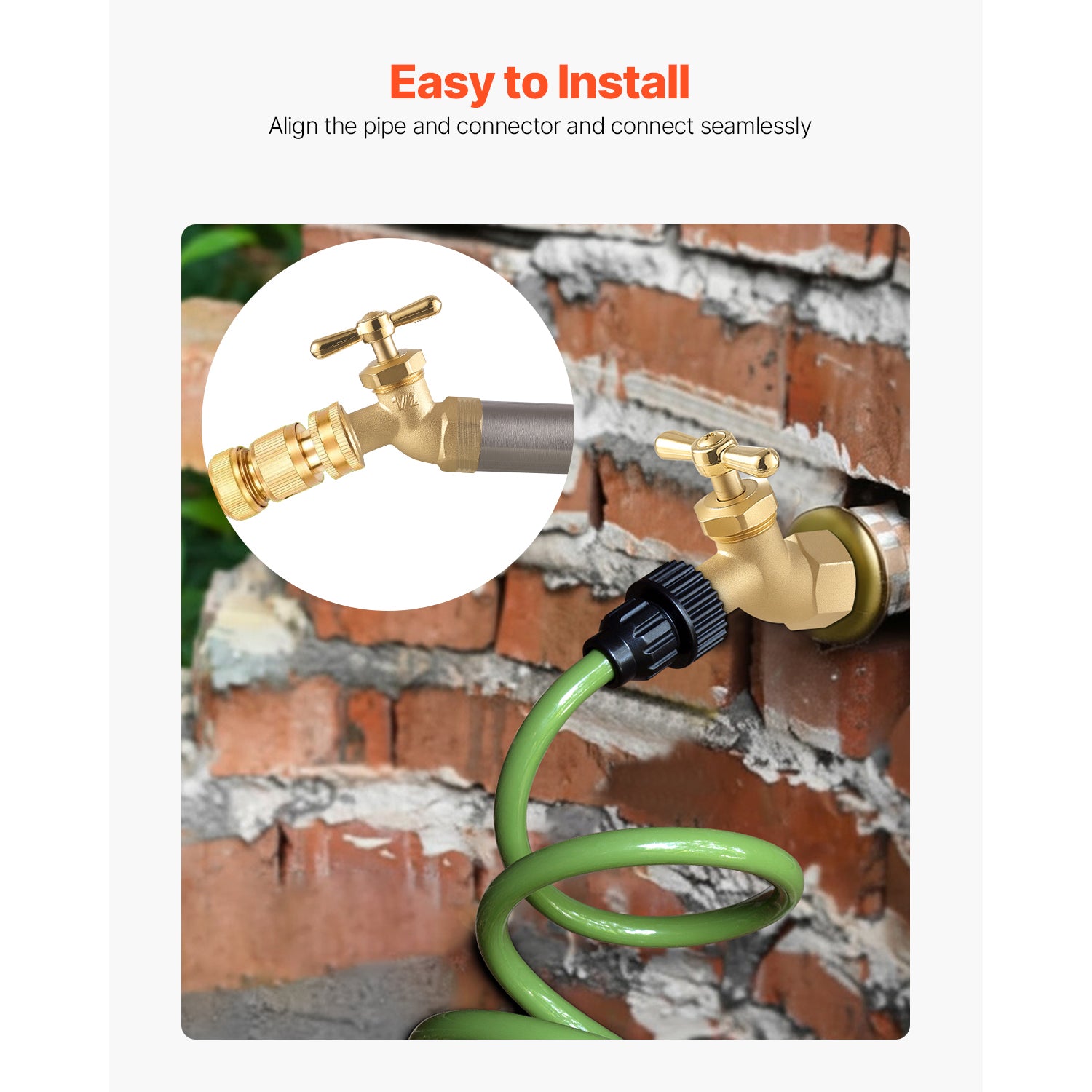 Hose Bibb 1/2" FIP x 3/4" MHT Connection Brass Outdoor Water Faucet Spigot