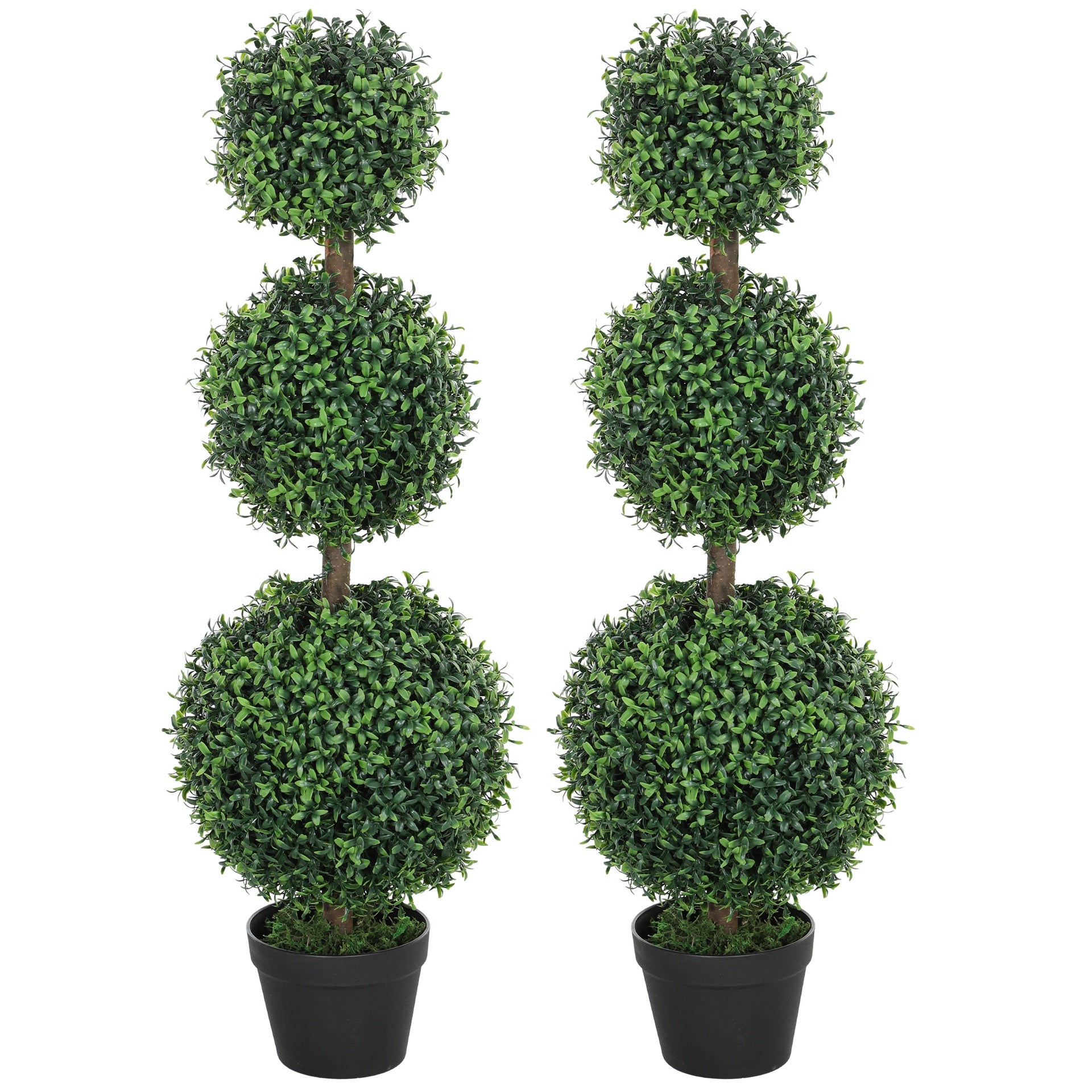 2 pcs/set. Artificial Ball Boxwood Topiary Trees, Fake Plants in Pot