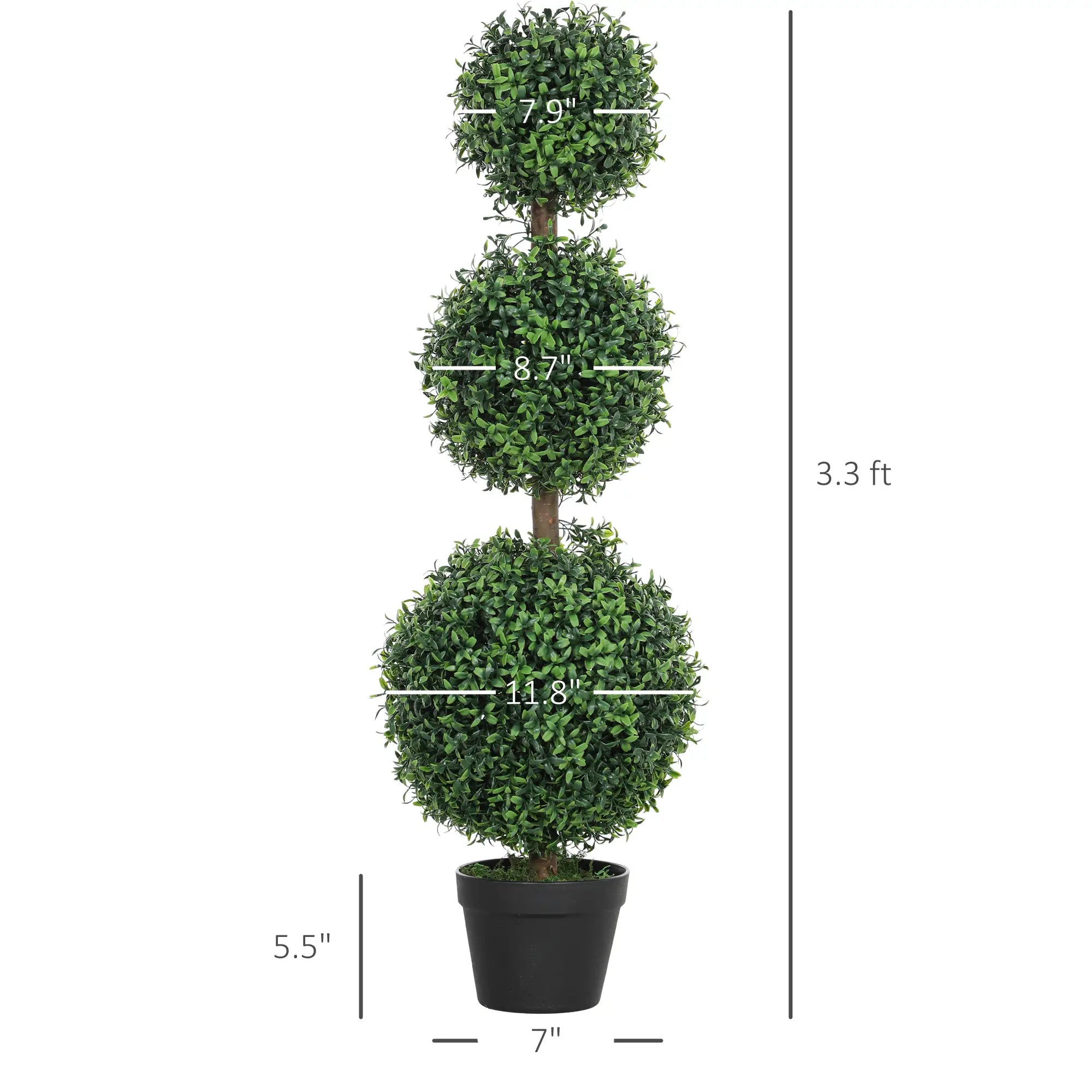 2 pcs/set. Artificial Ball Boxwood Topiary Trees, Fake Plants in Pot